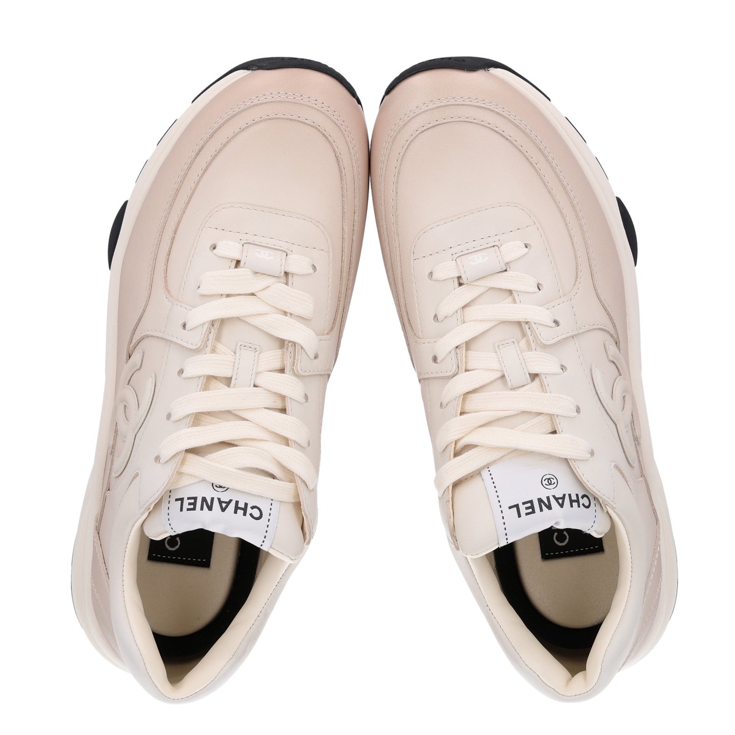 Gradiant Calfskin CC Womens Sneakers 37.5 Beige