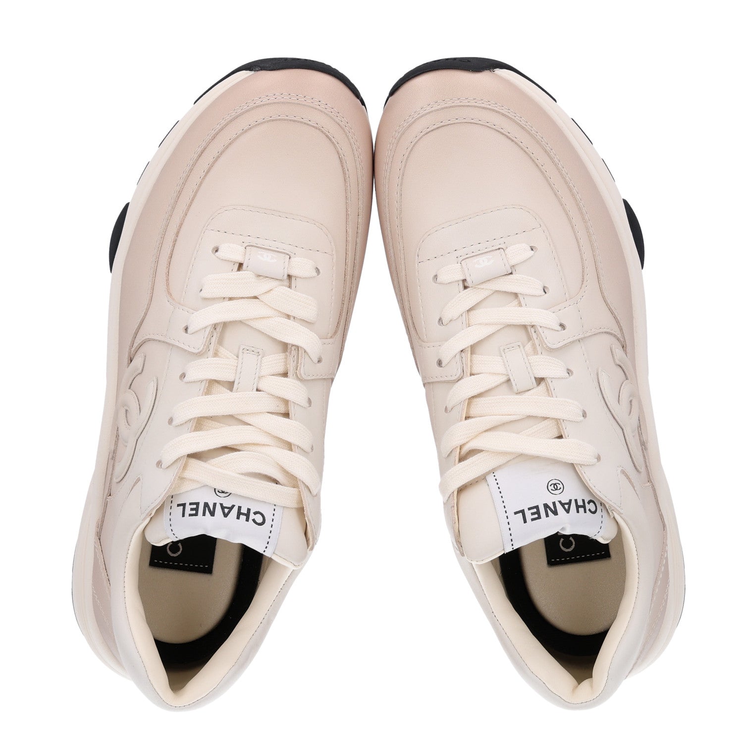 Chanel Gradiant Calfskin CC Womens Sneakers 37.5 Beige 2 of 11