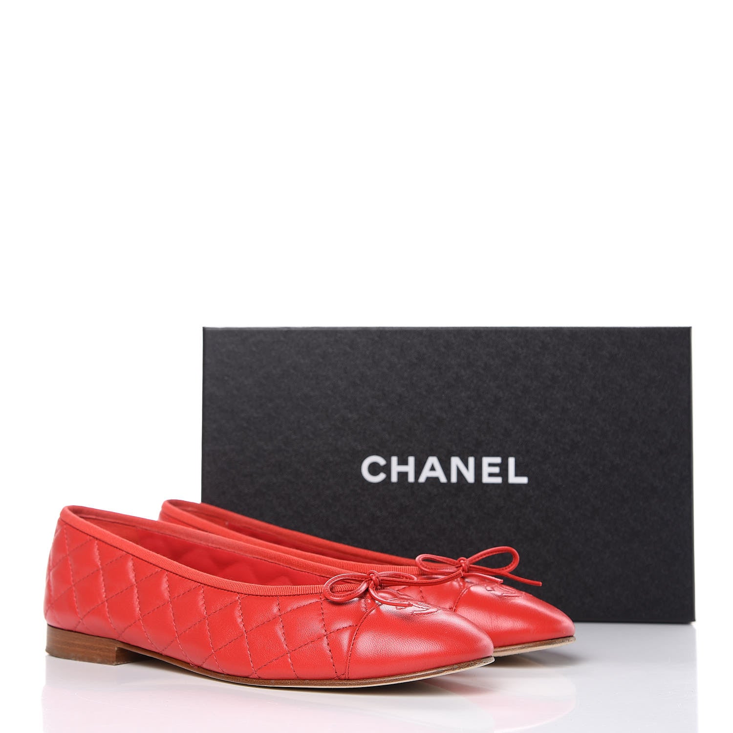 Chanel Lambskin Quilted Cap Toe CC Ballerina Flats 40.5 Light Red 10 of 12