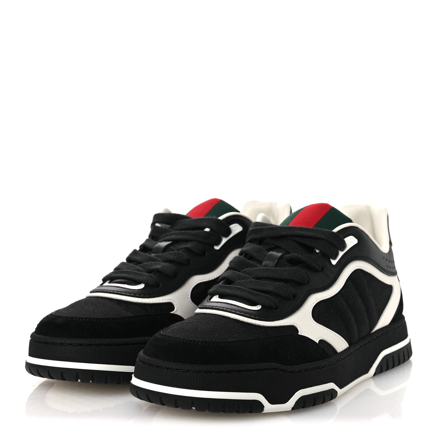 Gucci Calfskin Suede GG Monogram Re-Web Womens Sneakers 38 White Black 4 of 11