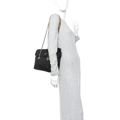 Prada Nylon Tessuto Impuntu Quilted Flap Shoulder Bag Black 2 of 10