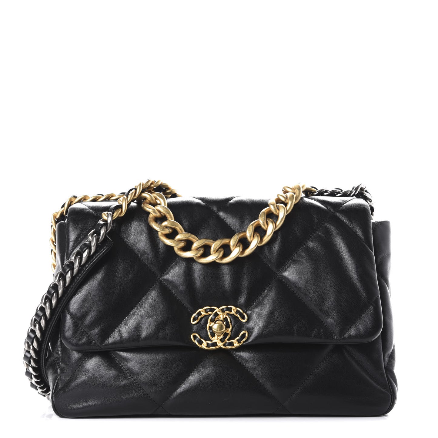 Goatskin Quilted Large 19 Flap Black