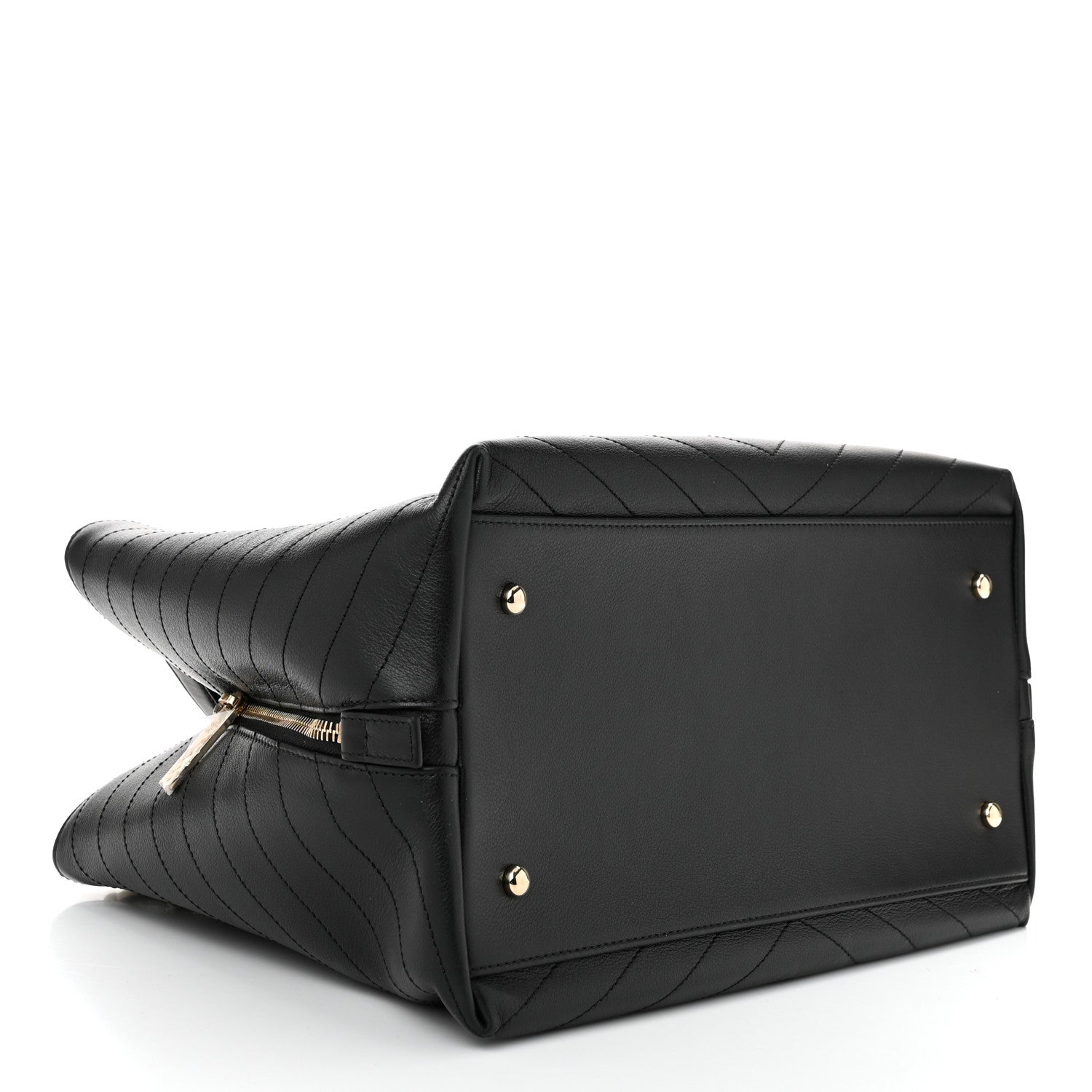 Chanel Calfskin Stitched Large Chevron Chic Shopping Bag Black 4 of 10