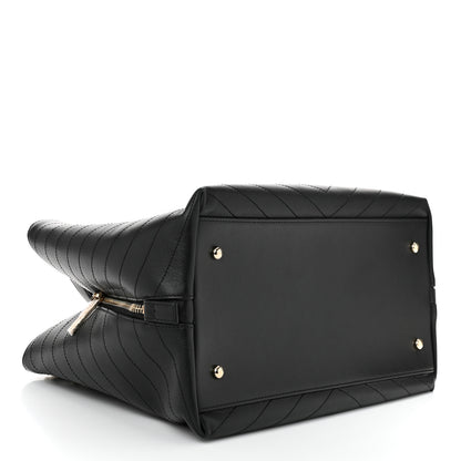 Chanel Calfskin Stitched Large Chevron Chic Shopping Bag Black 4 of 10