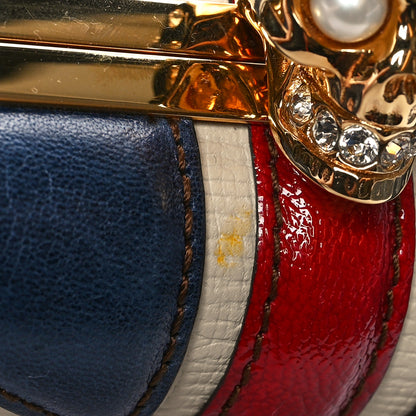 Alexander McQueen Patent Calfskin Britannia Skull Box Clutch Red Blue 12 of 12