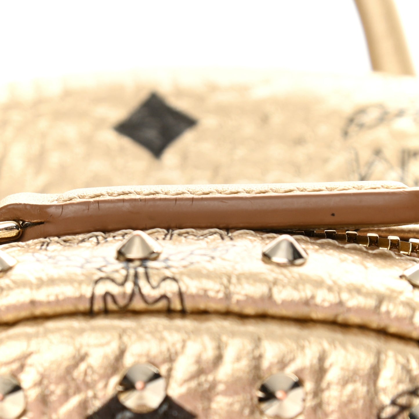 Metallic Visetos Outline Stud Small Stark Backpack Gold
