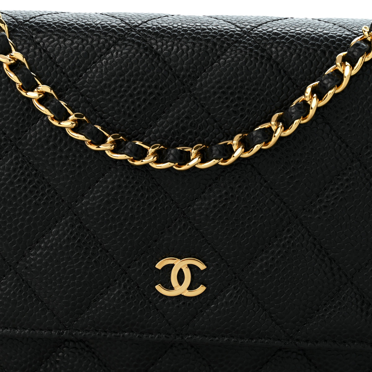 Caviar Quilted Wallet on Chain WOC Black