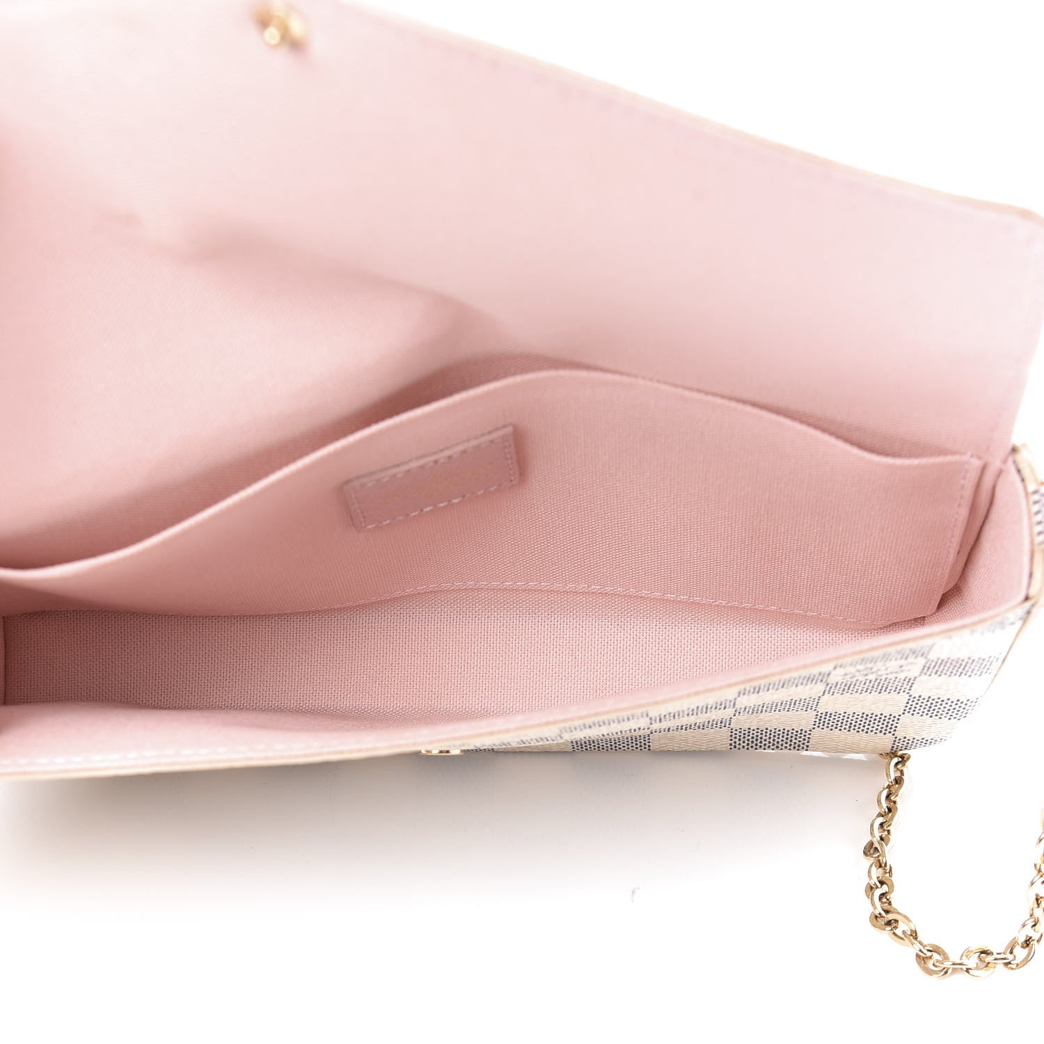 Louis Vuitton Damier Azur Pochette Felicie Chain Wallet Rose Ballerine 5 of 11