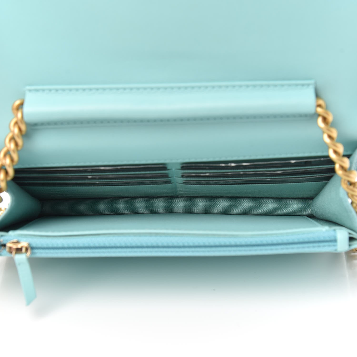 Chanel Caviar Quilted Boy Wallet On Chain WOC Light Blue 6 of 14