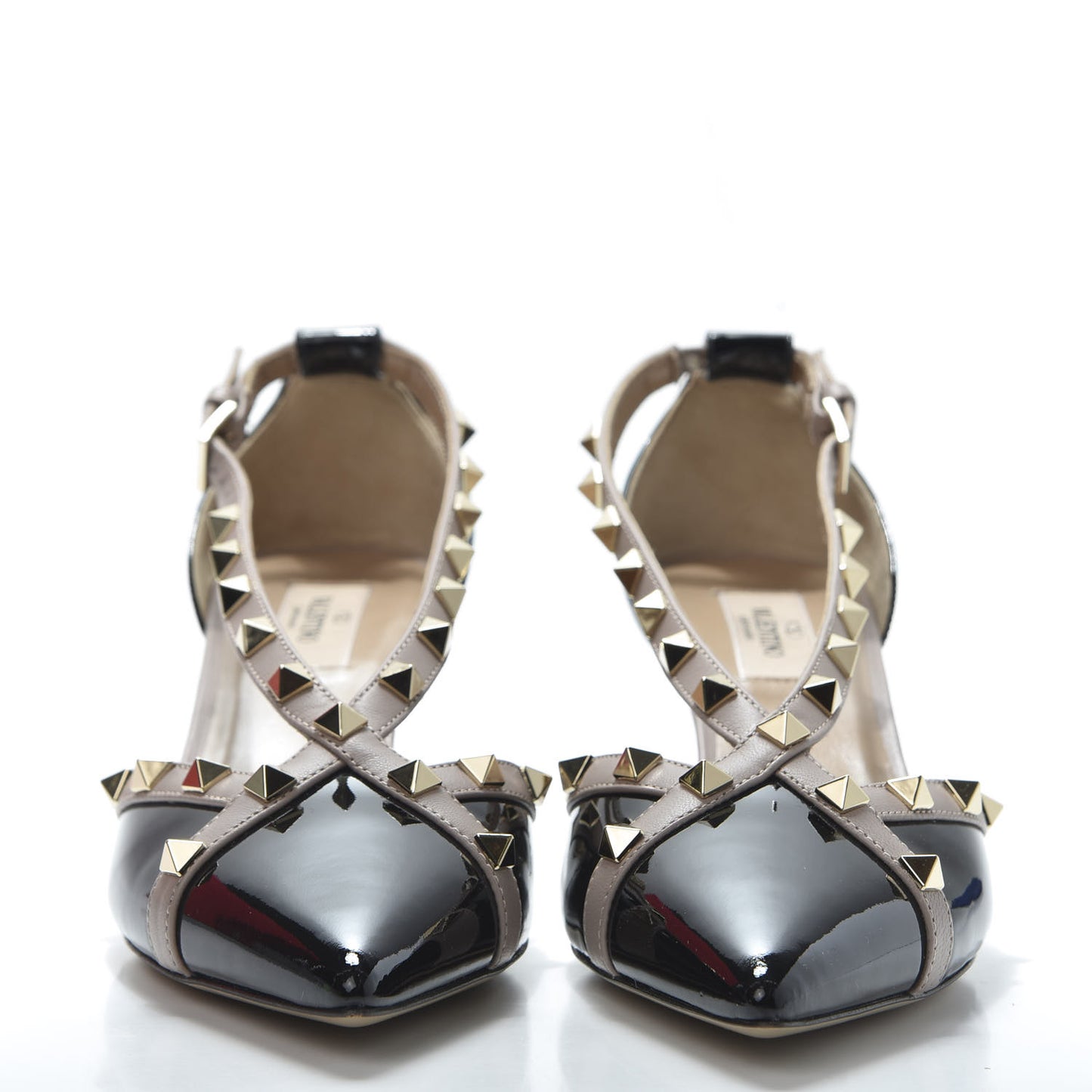 Patent Rockstud Cross Strap D'Orsay 55mm Pumps 38.5 Black Poudre