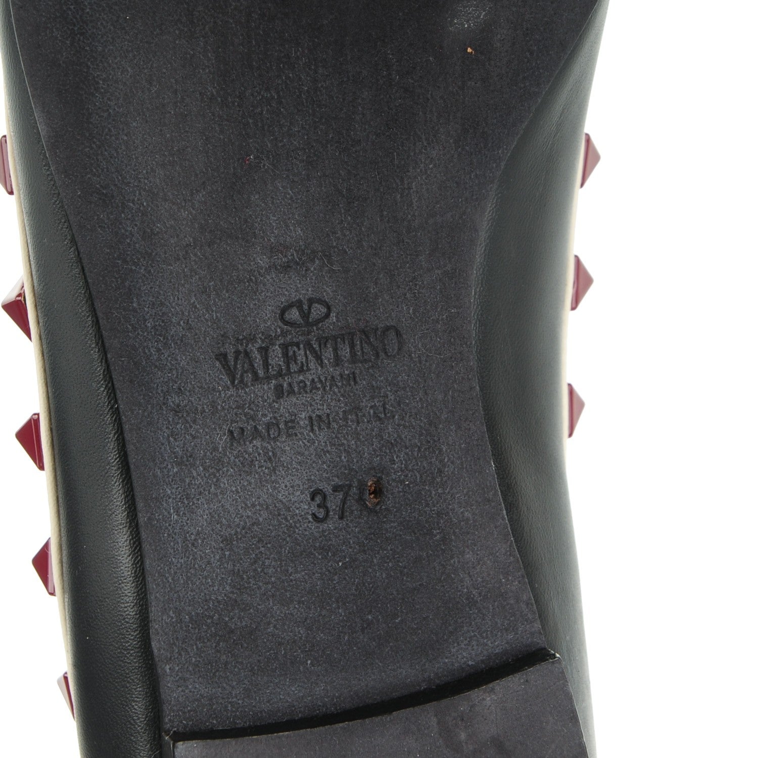 Valentino Garavani Nappa Lacquered Rockstud Ballerina Flats 37 Black Ivory 6 of 9