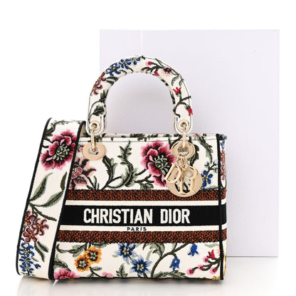 Christian Dior Canvas Embroidered Medium Lady D-Lite Ecru Multicolor 11 of 11