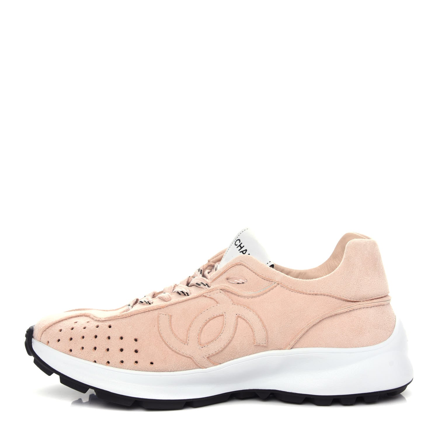 Chanel Suede Goatskin CC Sneakers 40.5 Light Pink 1 of 11