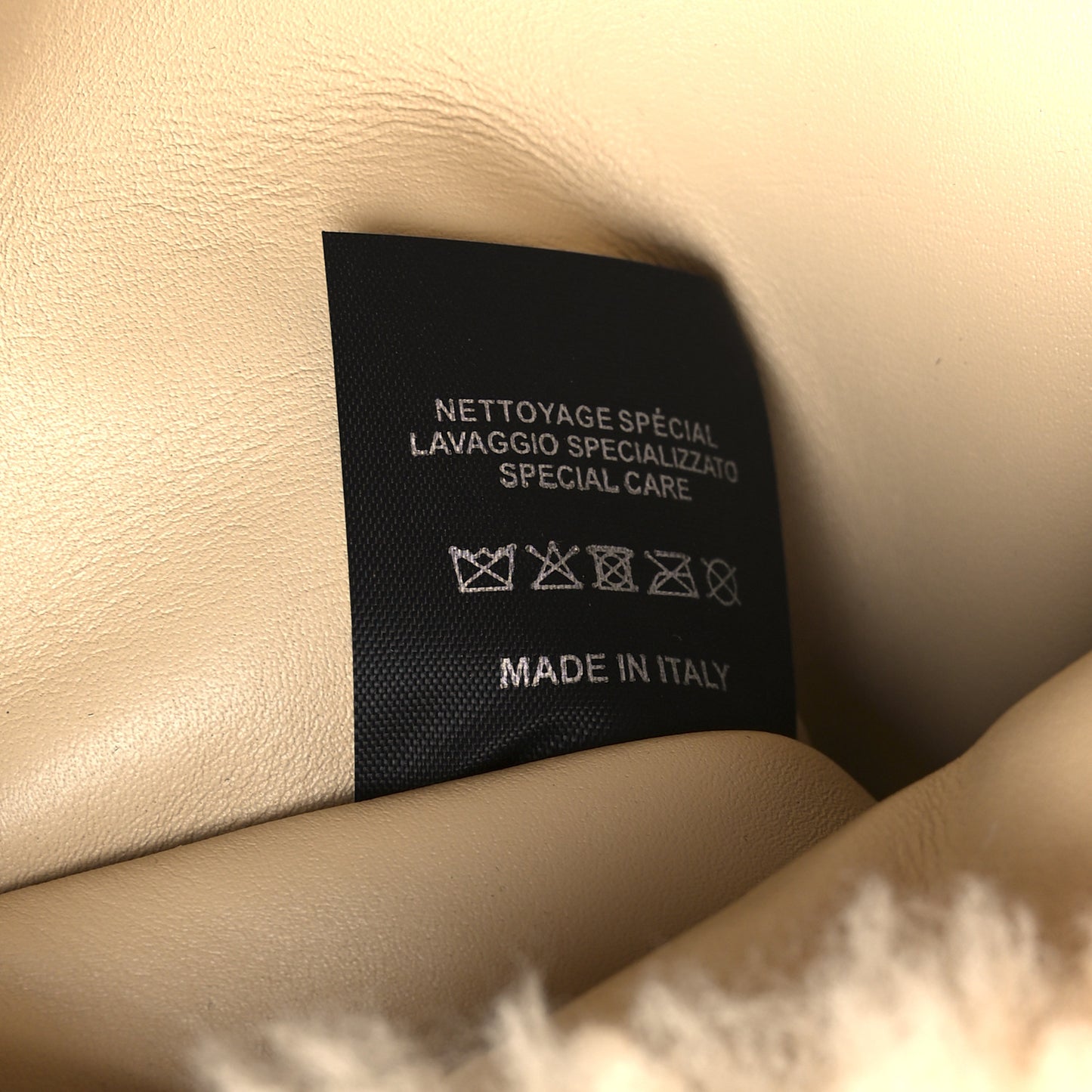 Lambskin Shearling Monogram Medium Niki Chain Satchel Natural Beige