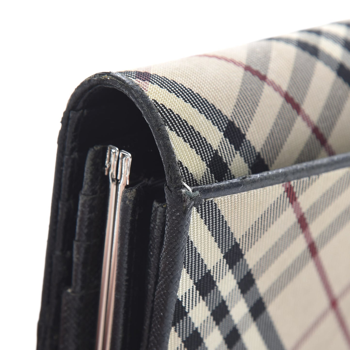 Calfskin House Check Continental Flap Wallet Black
