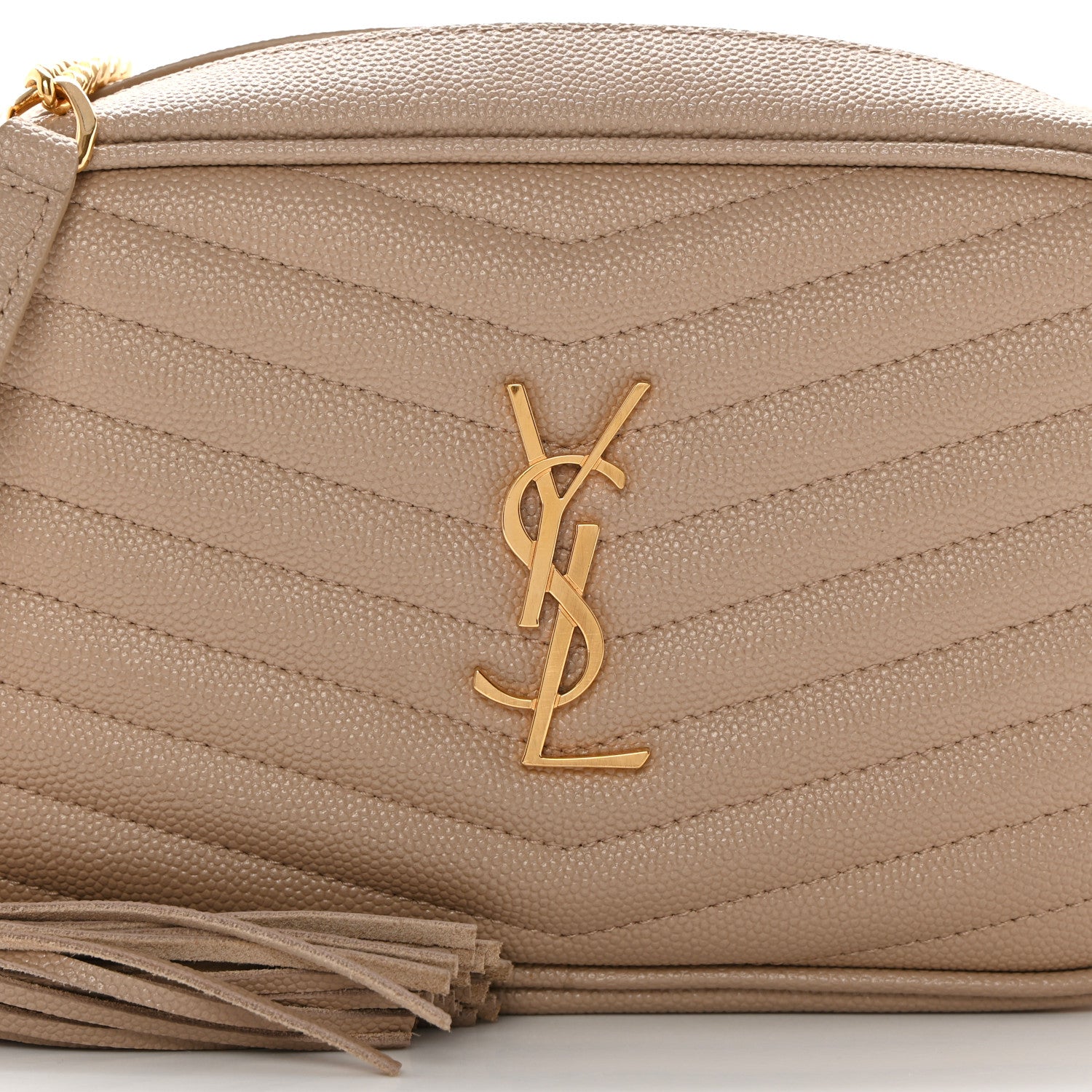Saint Laurent Grain De Poudre Matelasse Monogram Mini Lou Camera Bag Dark Beige 8 of 12