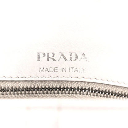 Prada Soft Calfskin Impunture Diagramme Medium Chain Flap Shoulder Bag White 5 of 12