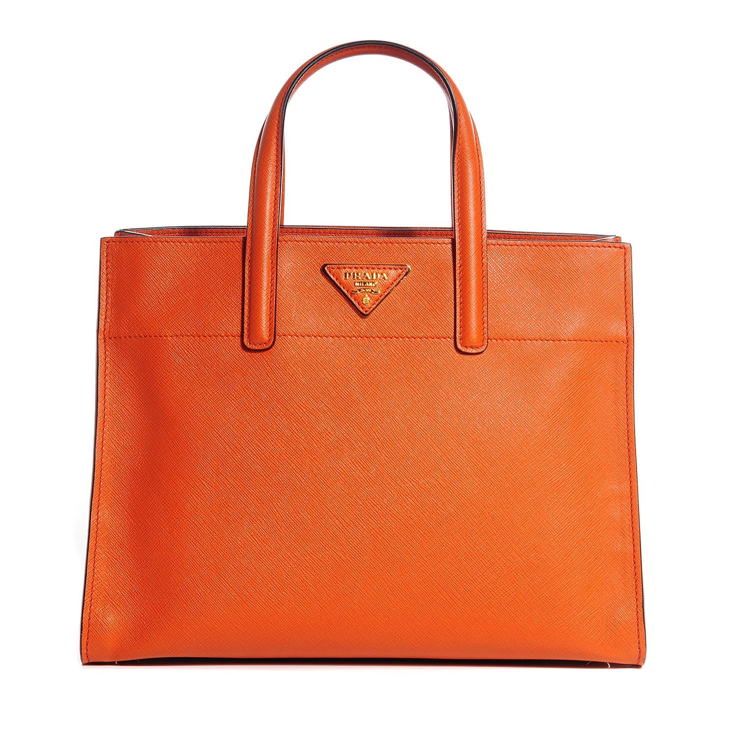 Prada Saffiano Small Soft Tote Papaya 1 of 10