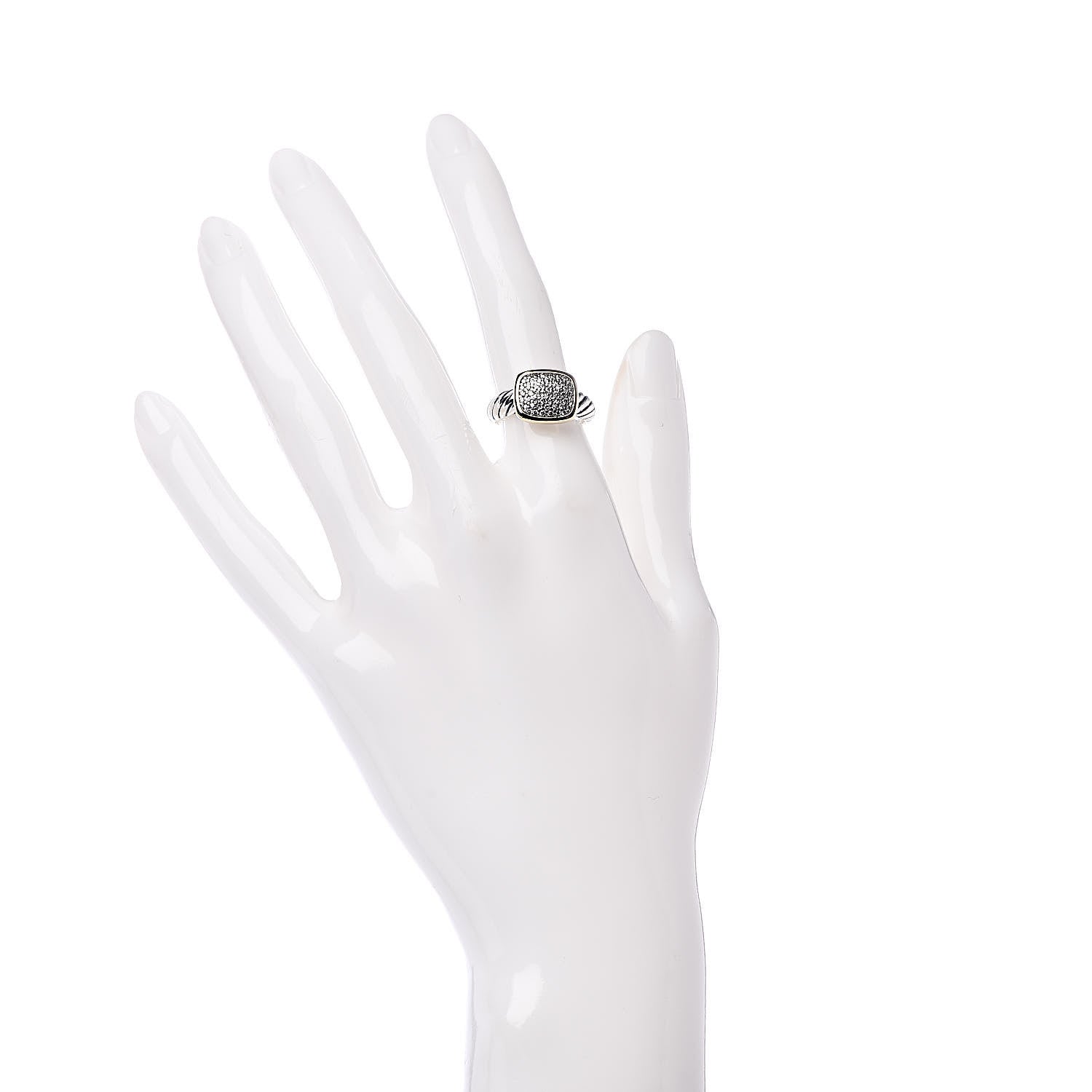 David Yurman Sterling Silver 18K Yellow Gold Diamond 10mm Noblesse Ring 49 5 2 of 6