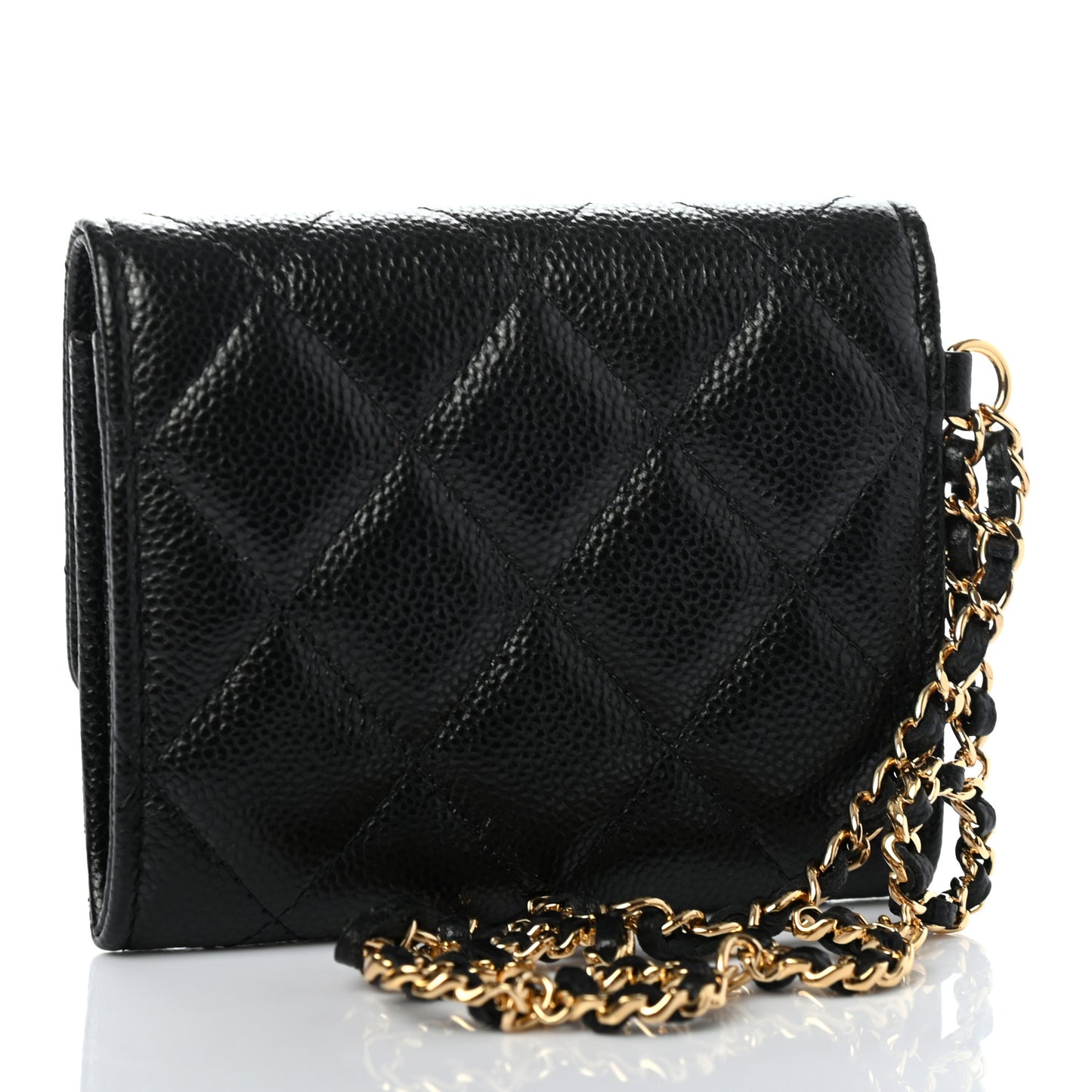 Caviar Quilted Miss Coco Clutch With Chain Black