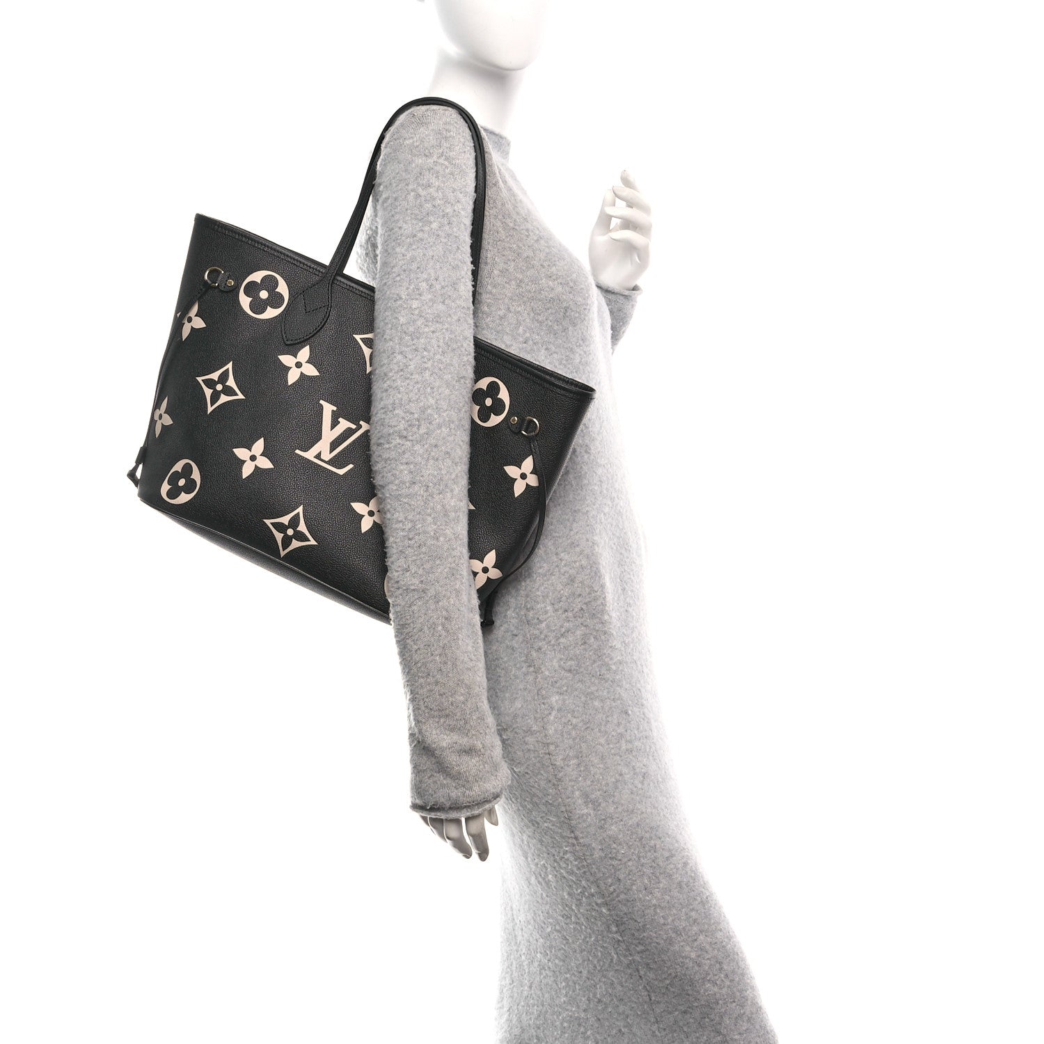 Louis Vuitton Empreinte Monogram Giant Neverfull MM Black Beige 2 of 10