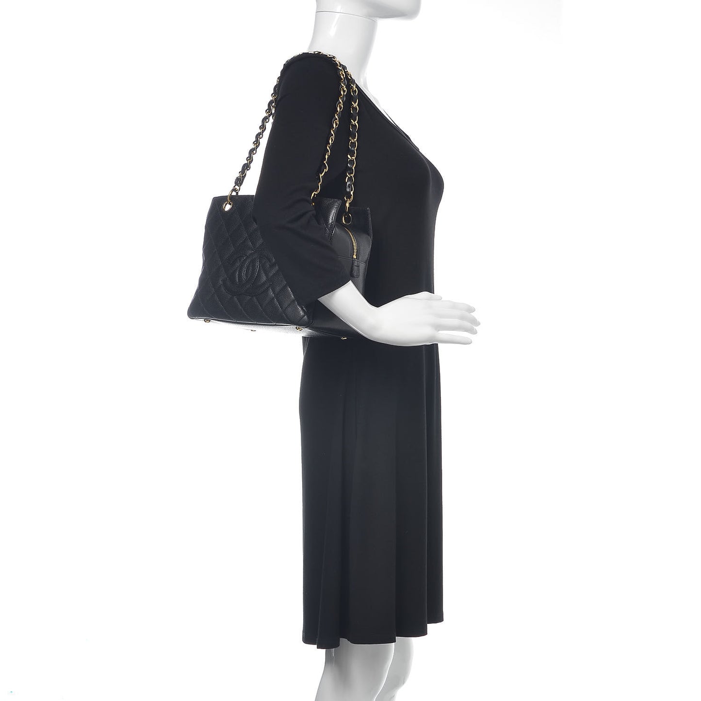 Caviar Quilted Petit Timeless Tote PTT Black