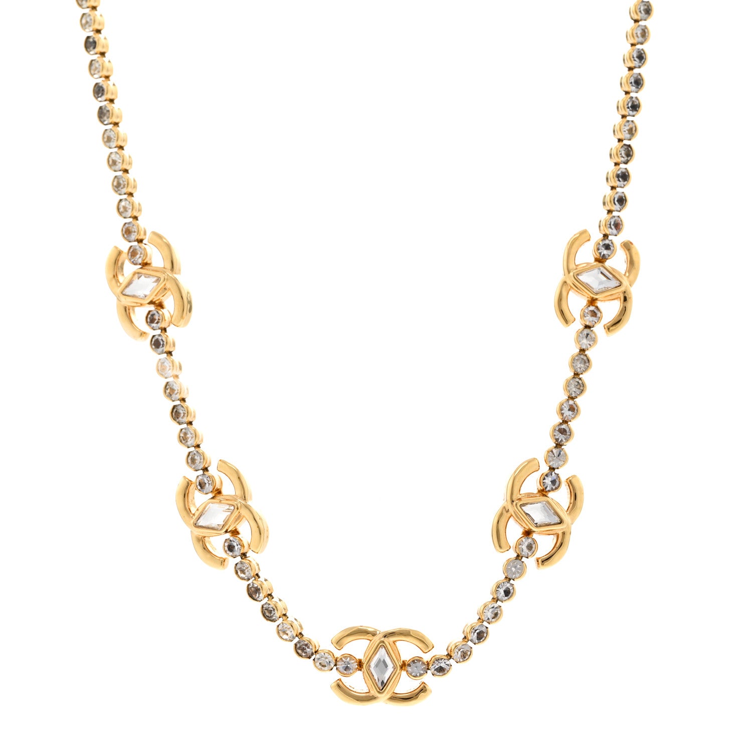 Chanel Metal Crystal CC Marquise Choker Gold 1 of 6