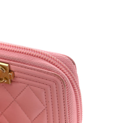 Chanel Lambskin Quilted Boy Zip Around Coin Purse Wallet Pink 10 of 11