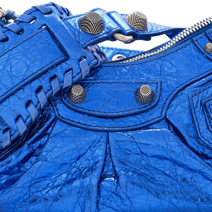 Balenciaga Metallic Arena Agneau Le Cagole Shoulder Bag XS Blue 10 of 13