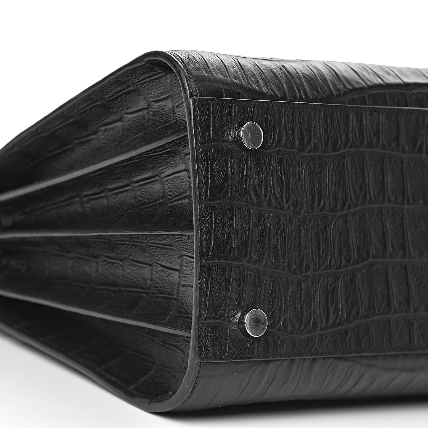 Calfskin Crocodile Embossed Small Sac de Jour Black
