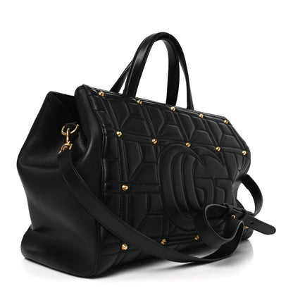 Gucci Calfskin Matelasse Studded Medium GG Marmont Tote Black 3 of 11