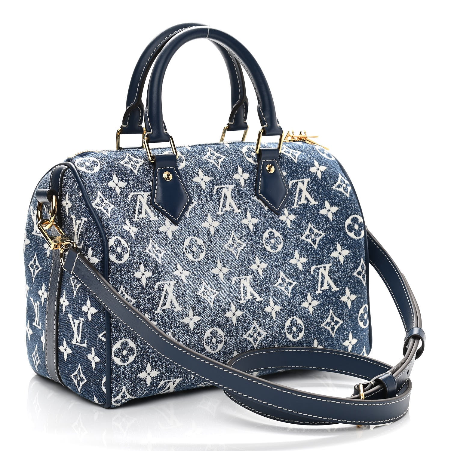 Louis Vuitton Monogram Jacquard Denim Speedy Bandouliere 25 Bleu 3 of 9