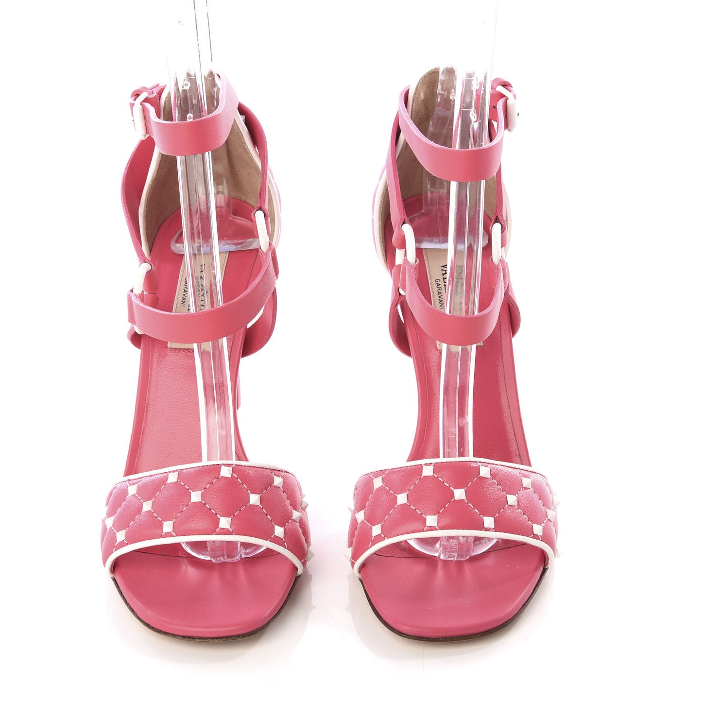 Nappa Free Rockstud Spike 105mm Ankle Strap Sandals 35 Shadow Pink Optic White