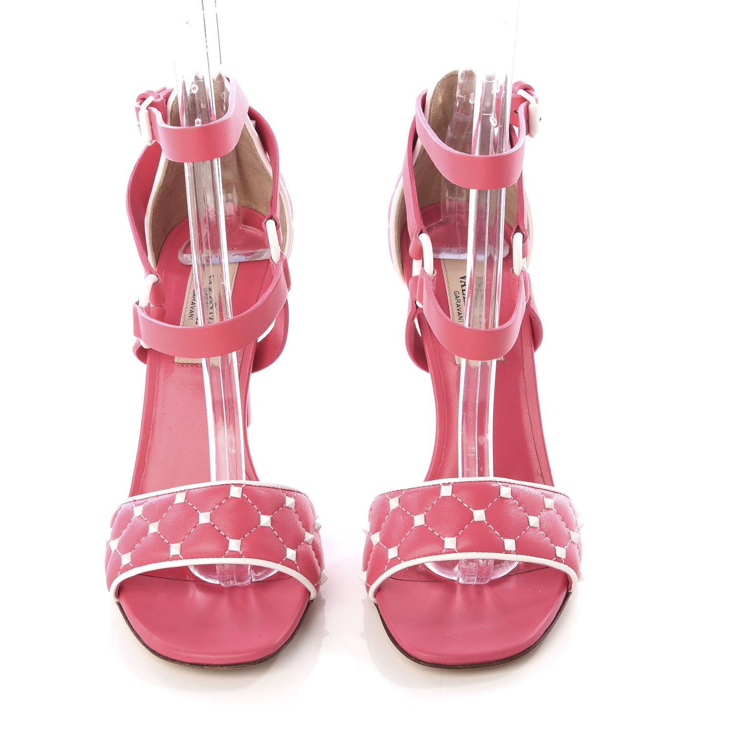 Valentino Garavani Nappa Free Rockstud Spike 105mm Ankle Strap Sandals 35 Shadow Pink Optic White 5 of 12