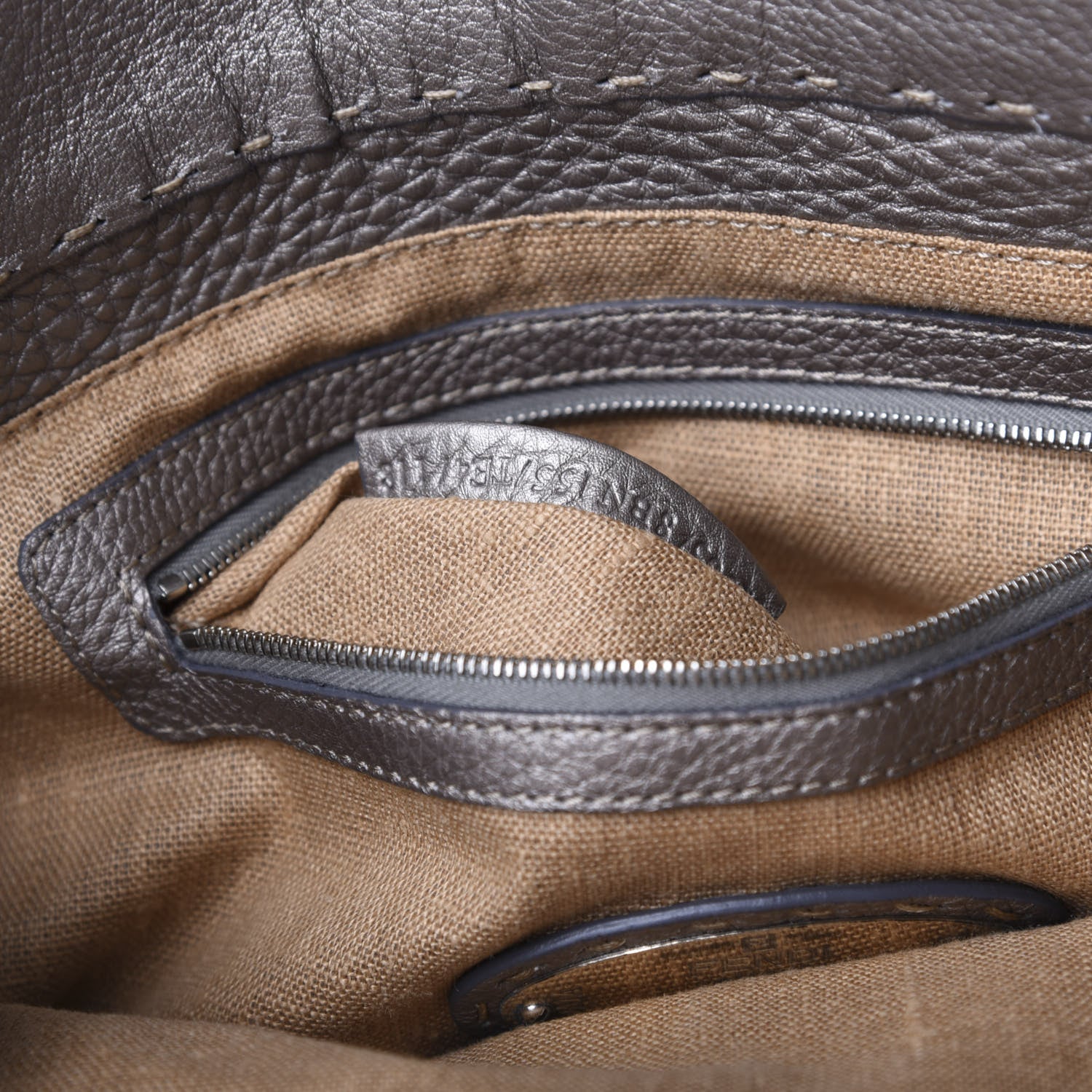 Fendi Cuoio Romano Selleria Small Villa Borghese Tote Peltro 9 of 11