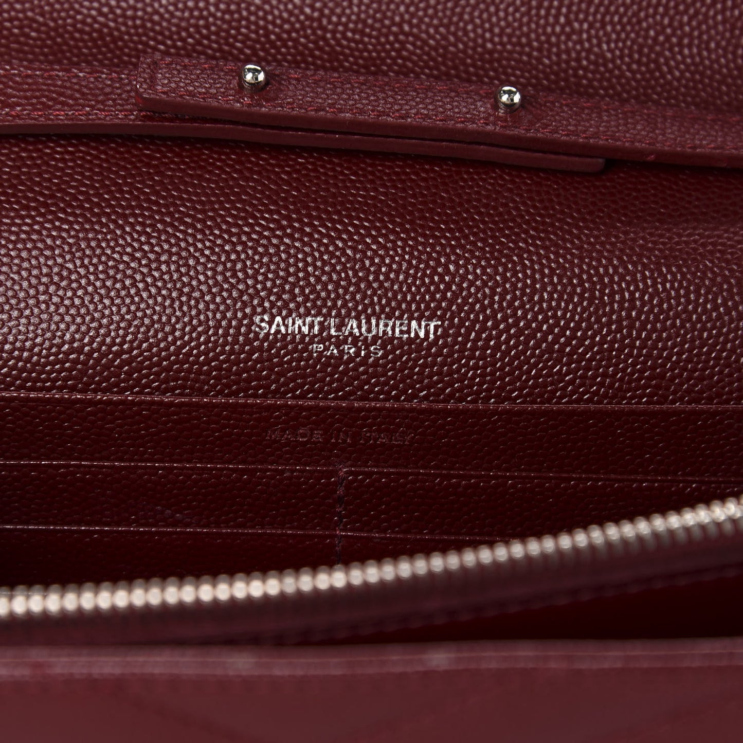 Grain De Poudre Matelasse Chevron Monogram Chain Wallet Palissandre