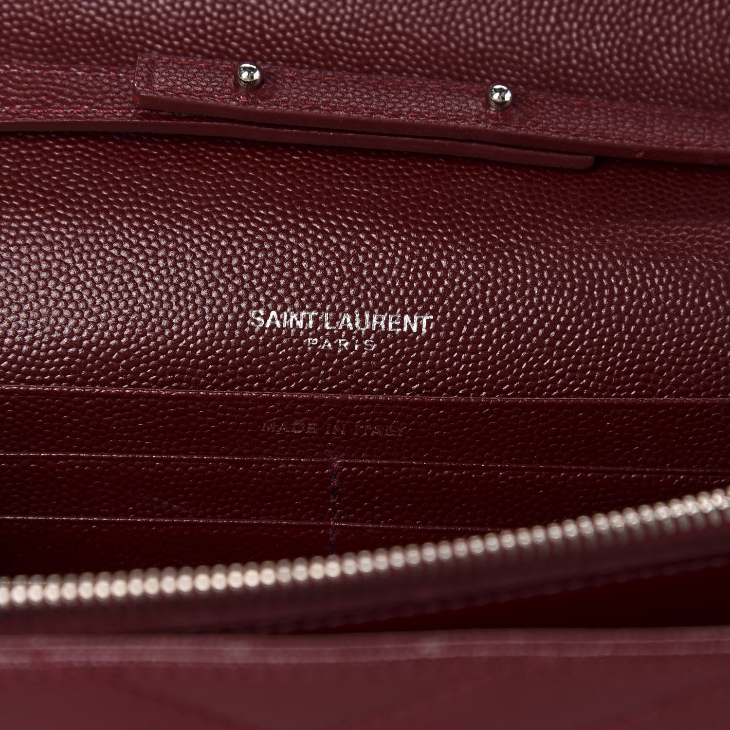 Saint Laurent Grain De Poudre Matelasse Chevron Monogram Chain Wallet Palissandre 8 of 12