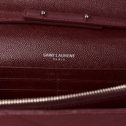 Saint Laurent Grain De Poudre Matelasse Chevron Monogram Chain Wallet Palissandre 8 of 12