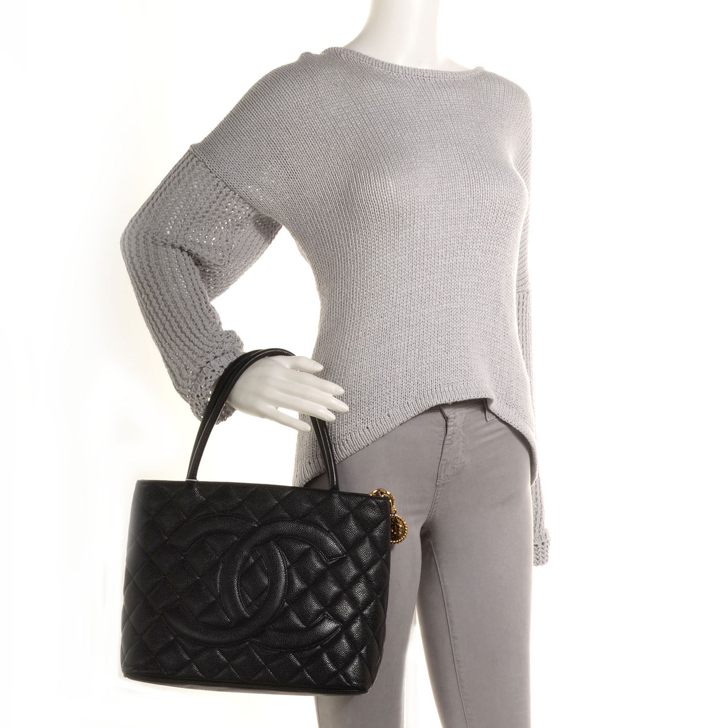 Caviar Medallion Tote Black