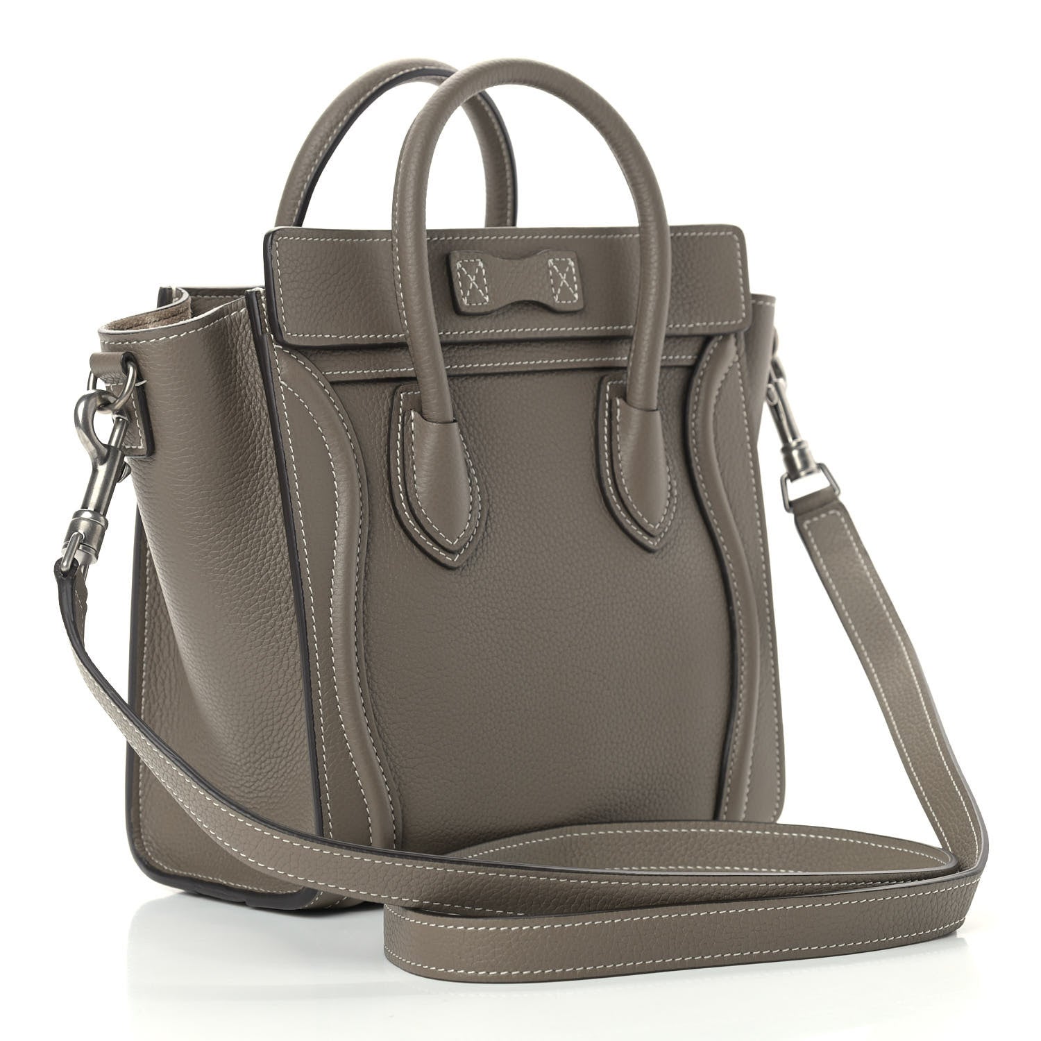Celine Drummed Calfskin Nano Luggage Souris 3 of 11