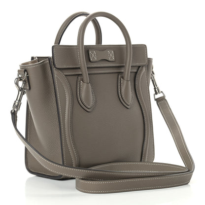 Celine Drummed Calfskin Nano Luggage Souris 3 of 11