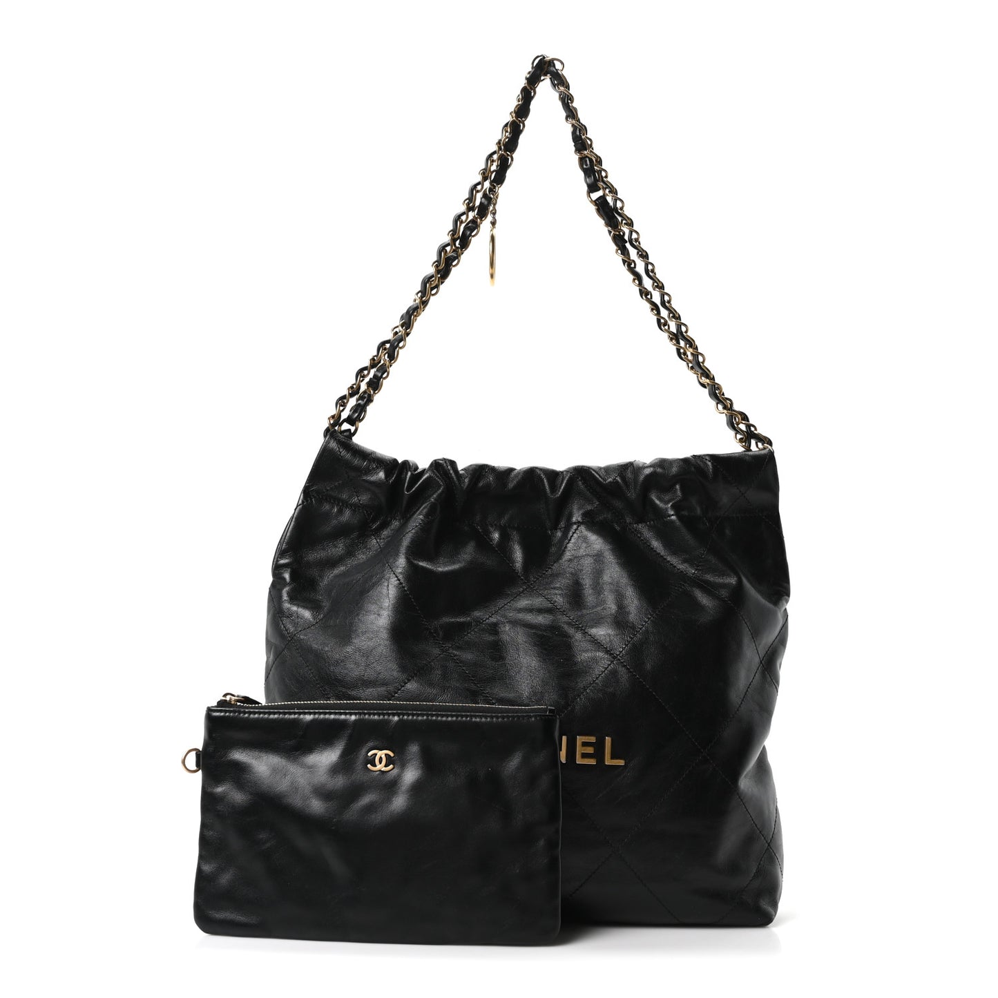 Shiny Calfskin Quilted Small Chanel 22 Black