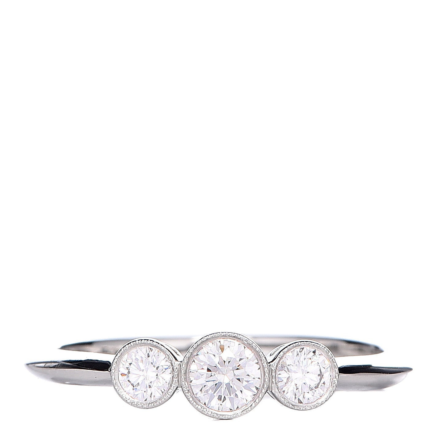 Platinum Diamond Three Stone Milgrain Ring 52 6