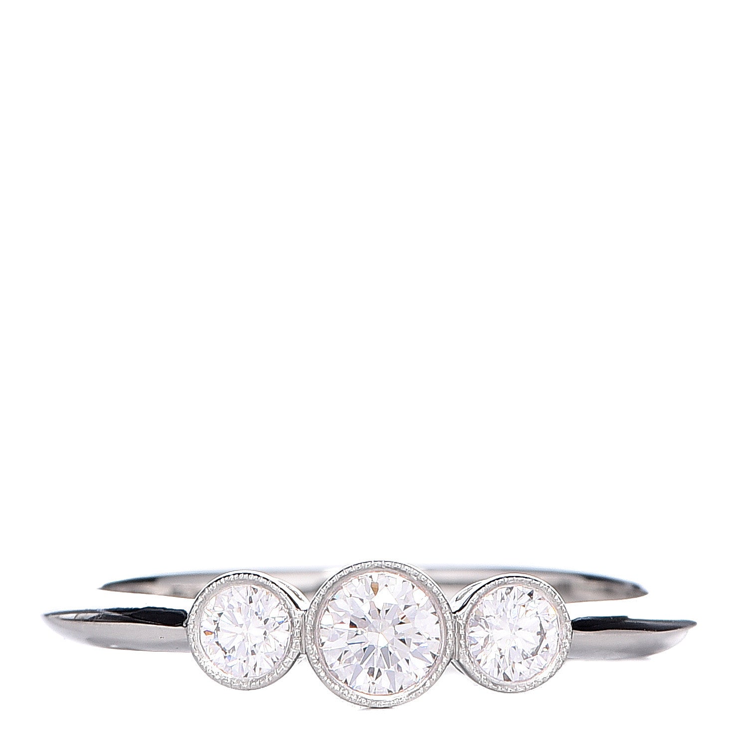 Tiffany Platinum Diamond Three Stone Milgrain Ring 52 6 1 of 4
