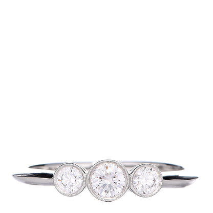 Tiffany Platinum Diamond Three Stone Milgrain Ring 52 6 1 of 4