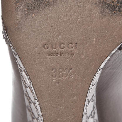 Gucci Saddle Soft Lux Tamponato MIcroguccissima Peep Toe Wedges 38.5 New Fango 8 of 19