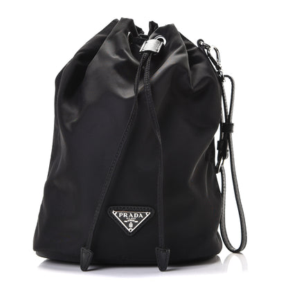 Prada Saffiano Tessuto Nylon Vela Bucket Wristlet Black 1 of 5