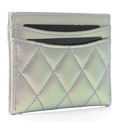 Chanel Iridescent Calfskin Quilted Card Holder Light Purple 3 of 8