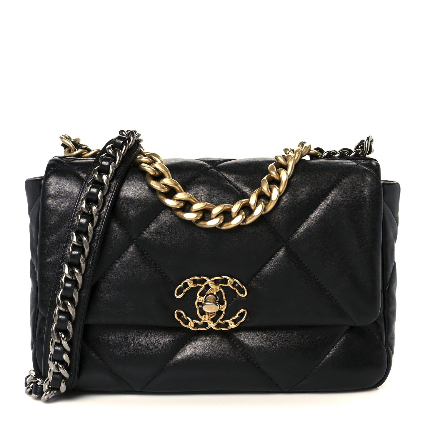 Lambskin Quilted Medium Chanel 19 Flap Black