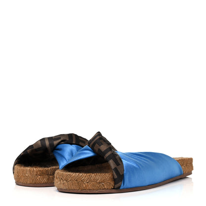 Fendi Satin FF Twist Espadrille Slide Sandals 41 Antigua Tobacco Black 3 of 7
